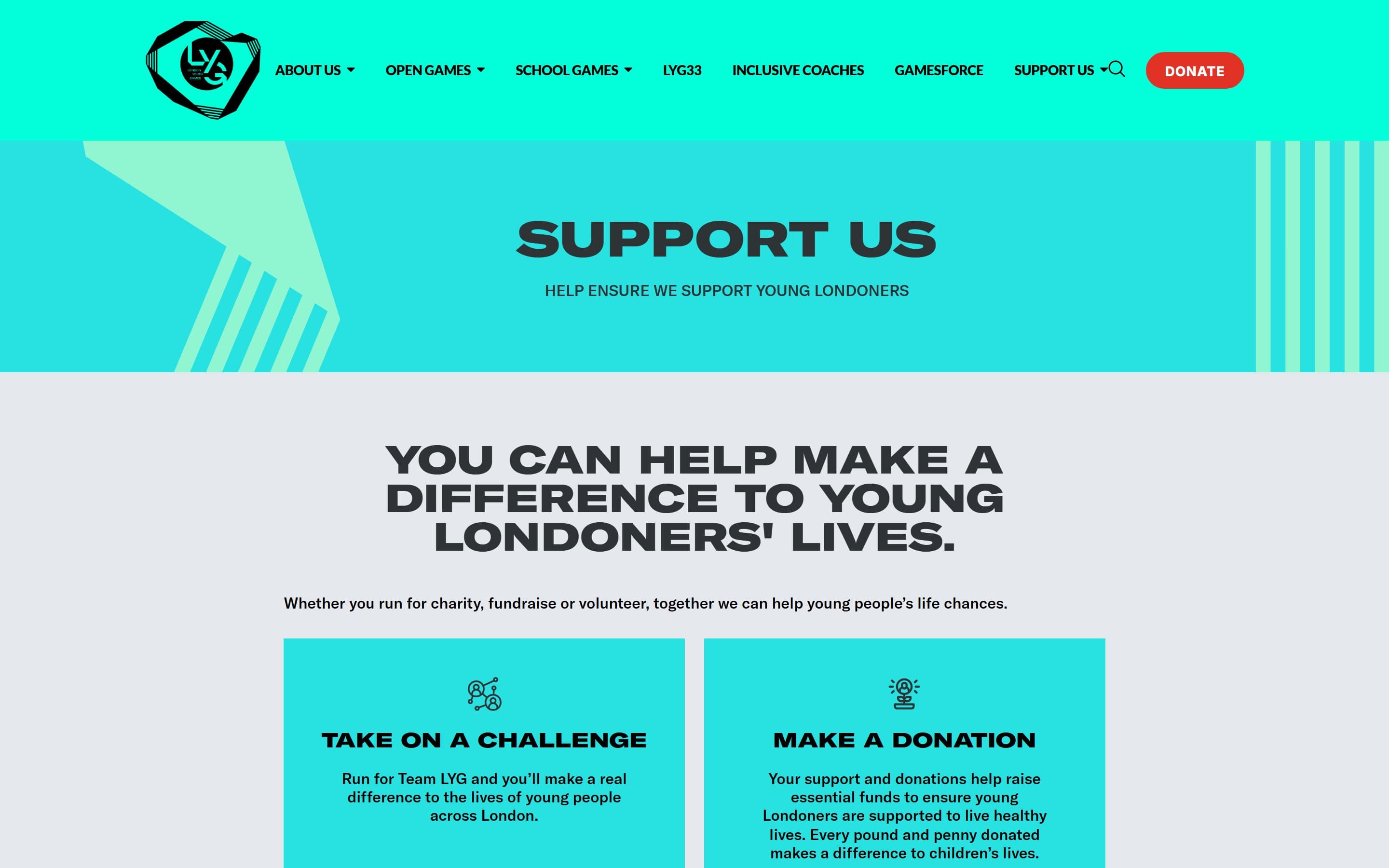 Support Us — four separate giving routes