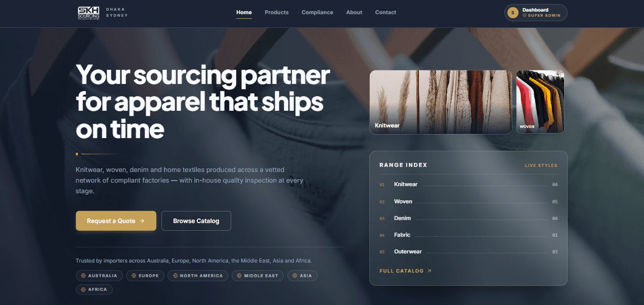 SKH Sourcing — Apparel Sourcing Platform