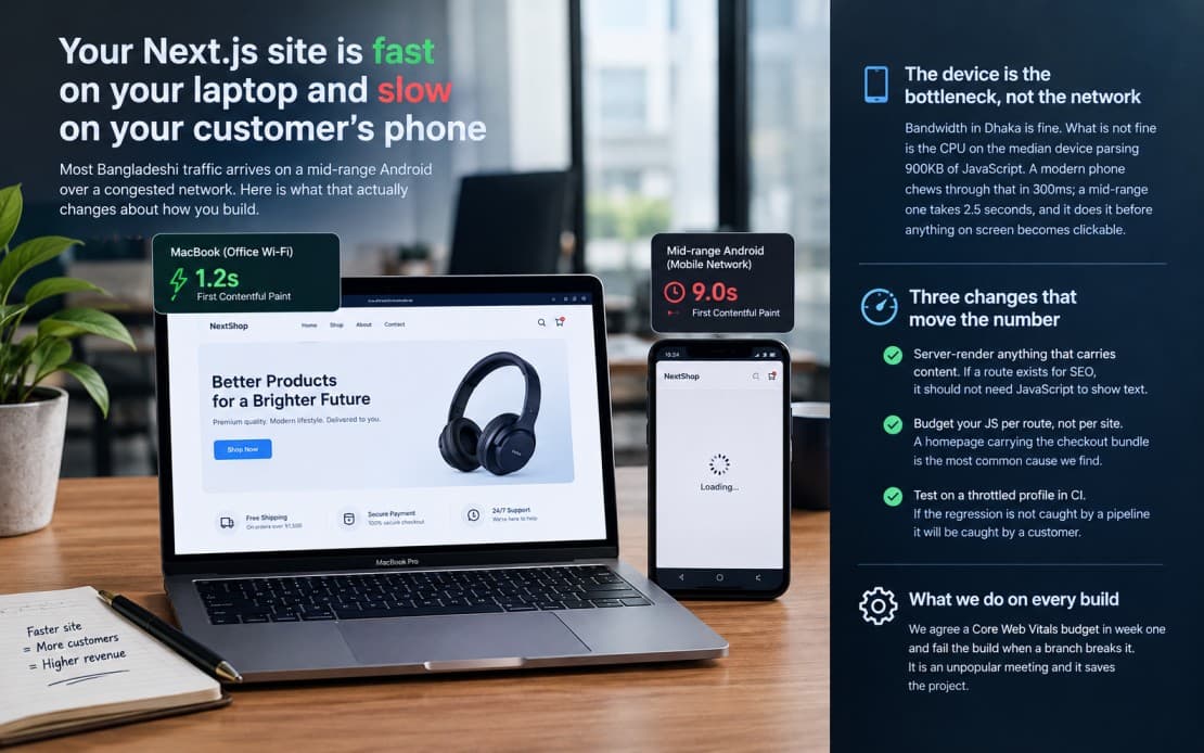 Your Next.js site is fast on your laptop and slow on your customer's phone