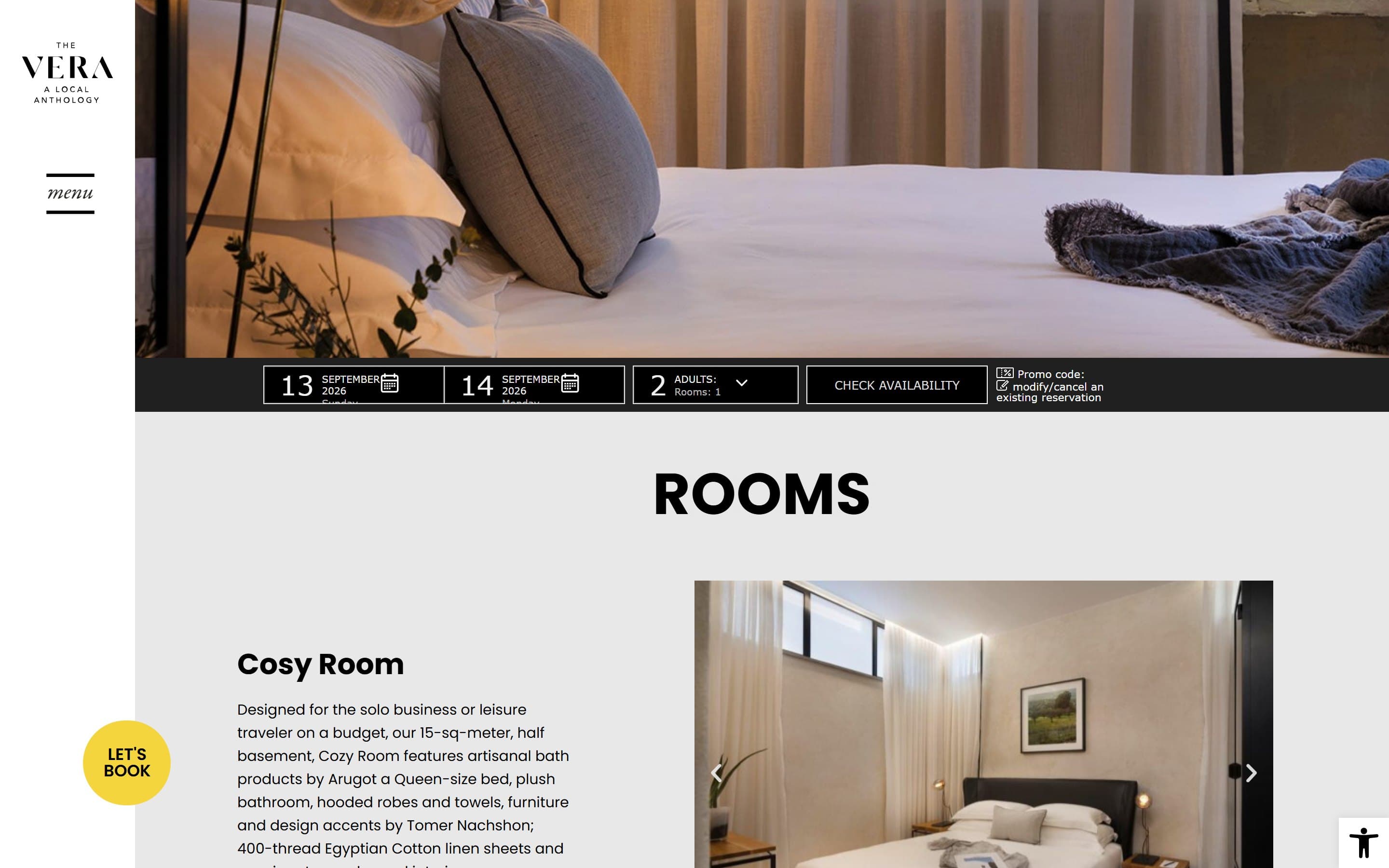 Rooms, with the amenity set carried per room